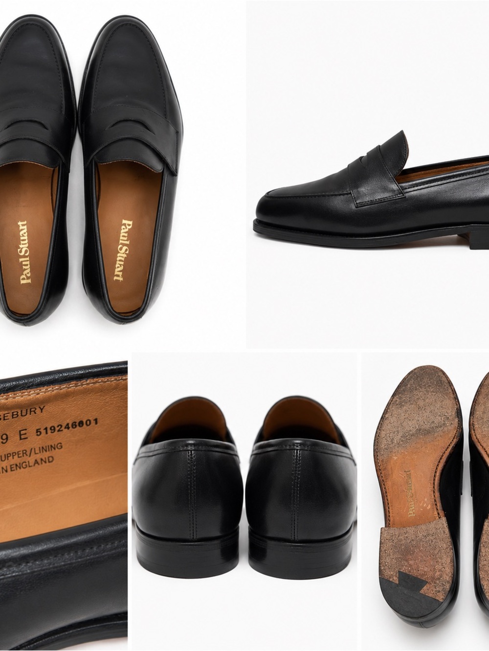 Paul Stuart Black Leather Penny Loafers